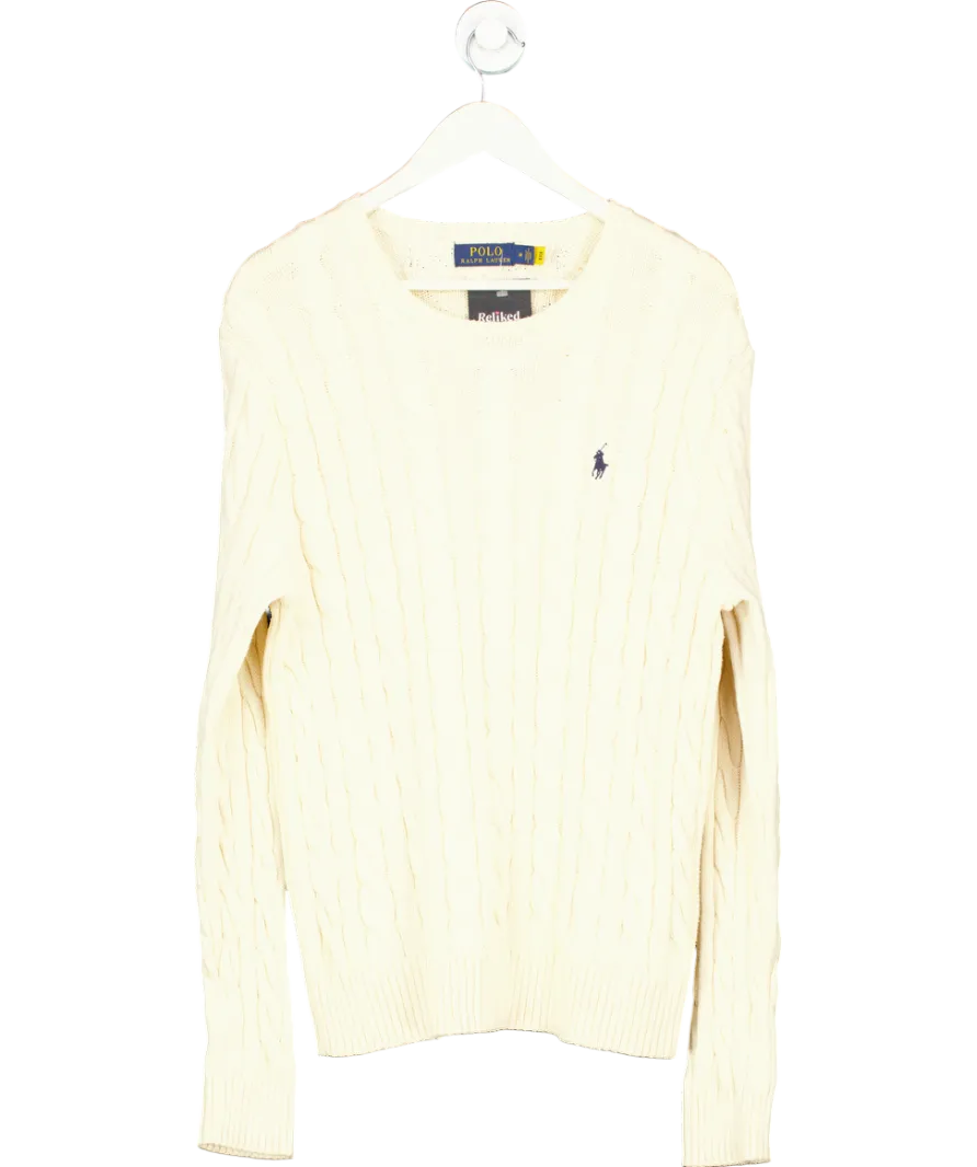 Polo Ralph Lauren Cream Cable Knit Cotton Jumper UK M