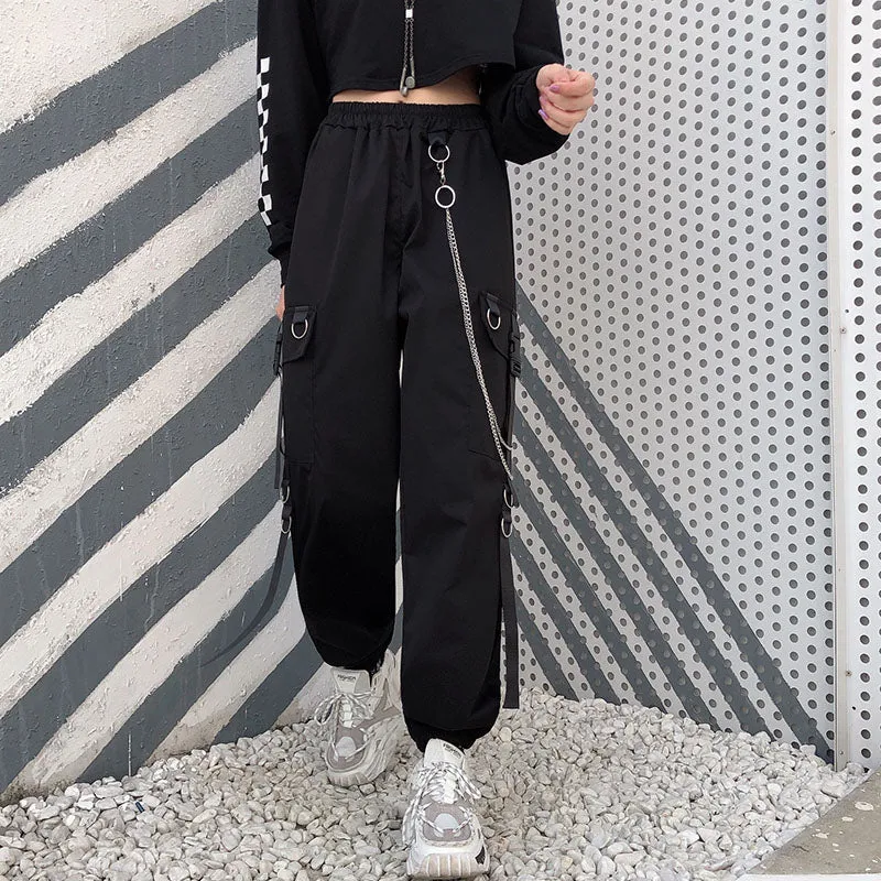 Punk dark pants KF90731