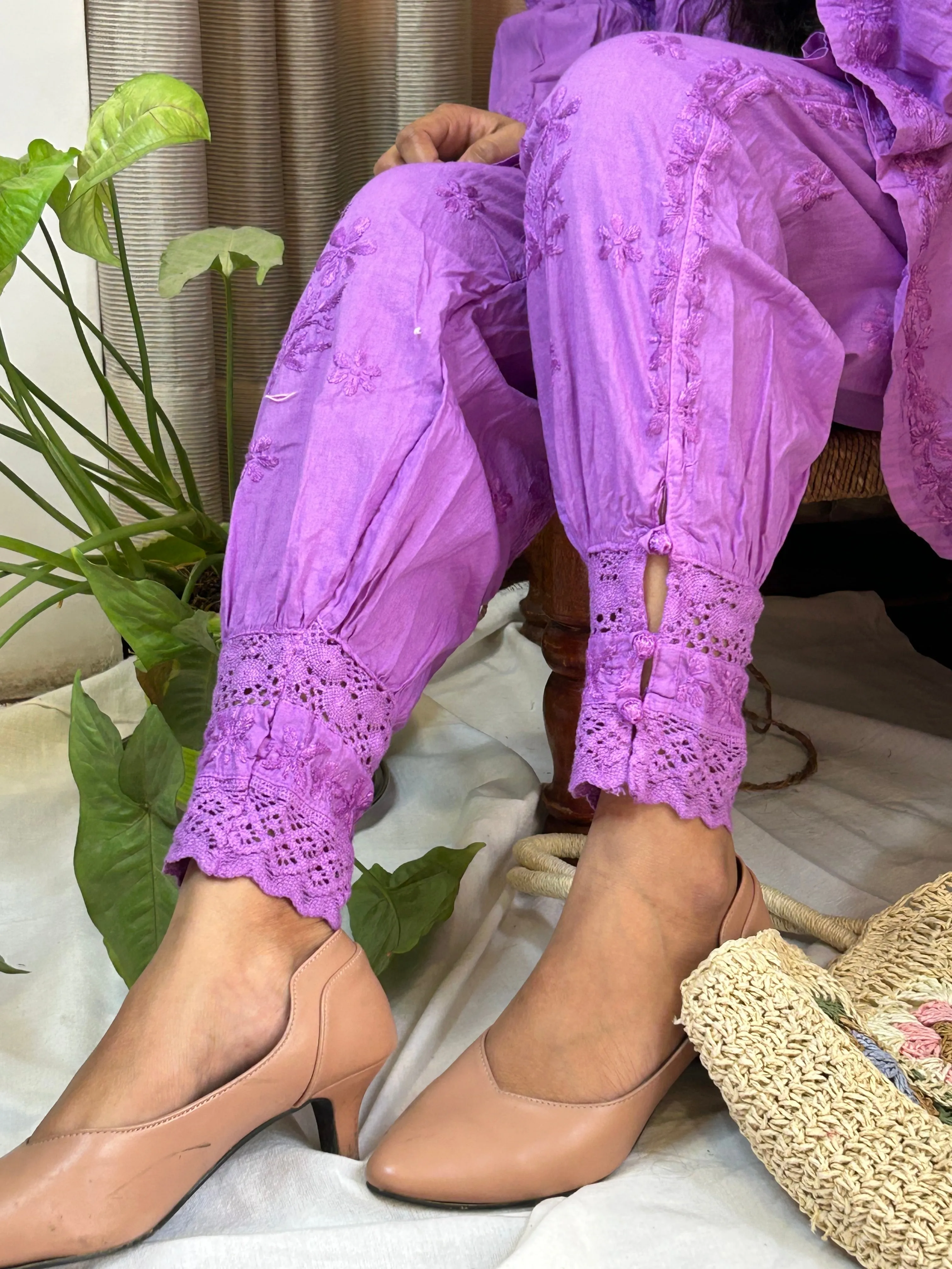 Purple Chikankari Afghani Salwar