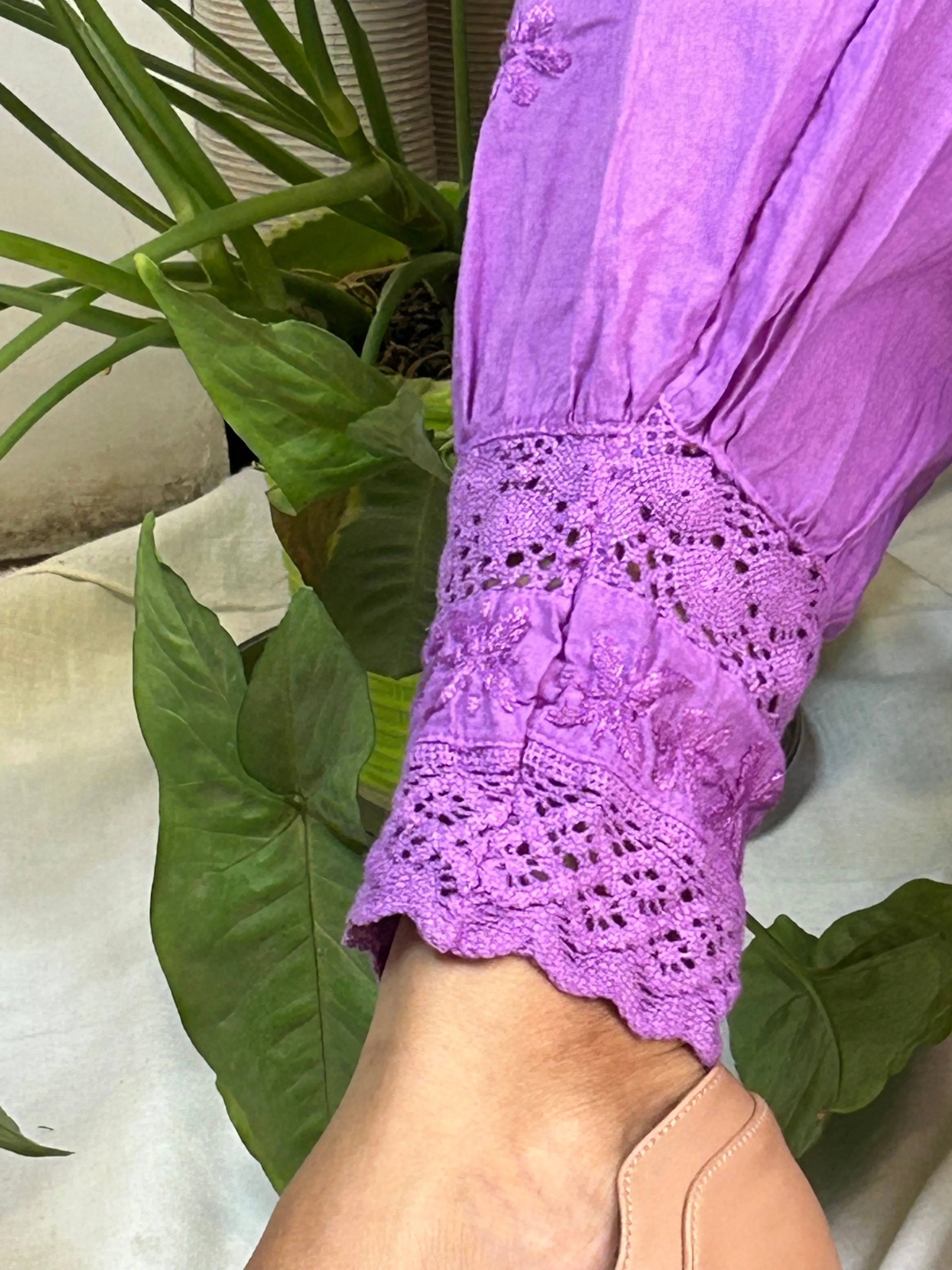 Purple Chikankari Afghani Salwar