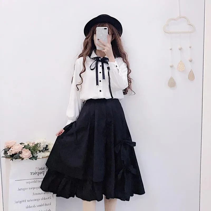 "BLACK CUTE BOW IRREGULAR" SKIRT N041201