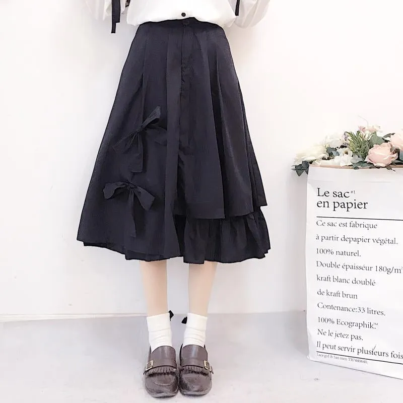 "BLACK CUTE BOW IRREGULAR" SKIRT N041201
