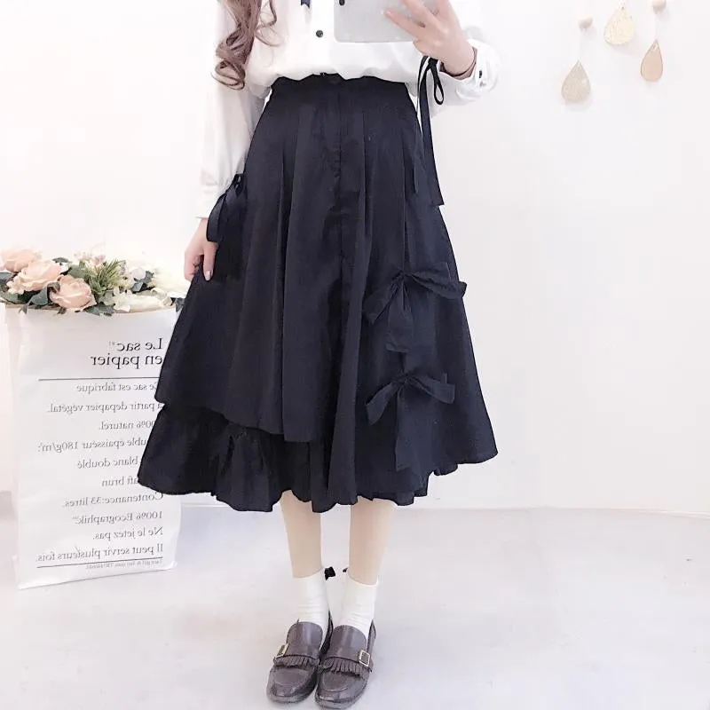"BLACK CUTE BOW IRREGULAR" SKIRT N041201