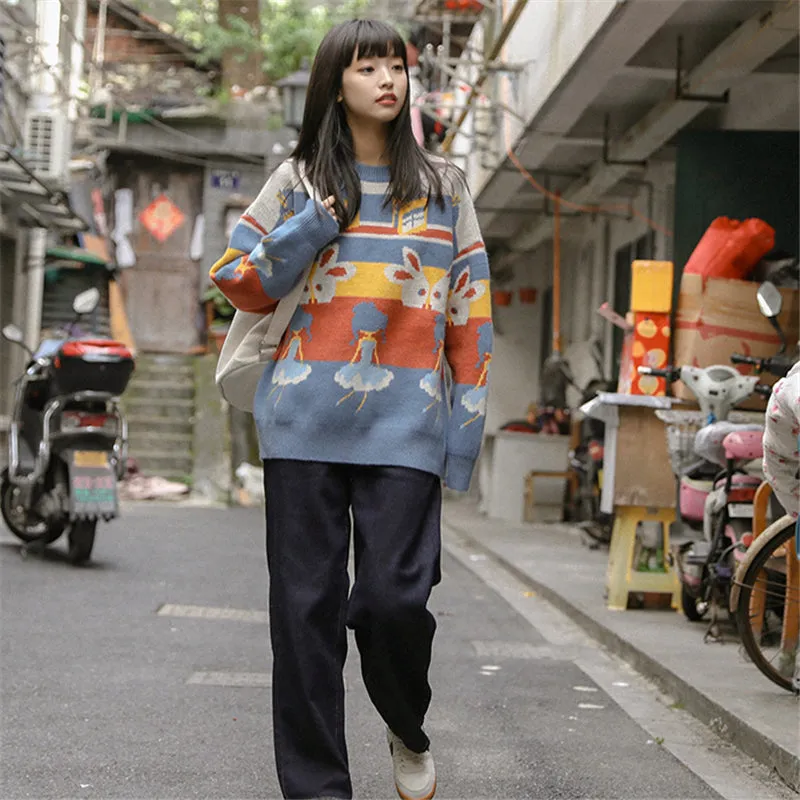 "CARTOON PRINT PULLOVER" SWEATER N111803