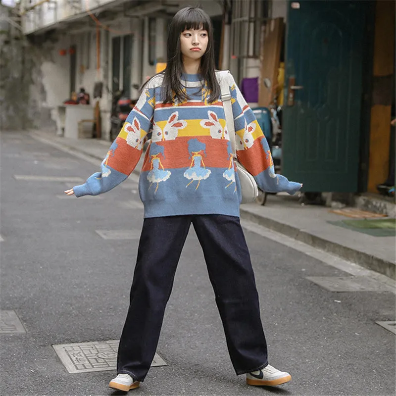 "CARTOON PRINT PULLOVER" SWEATER N111803
