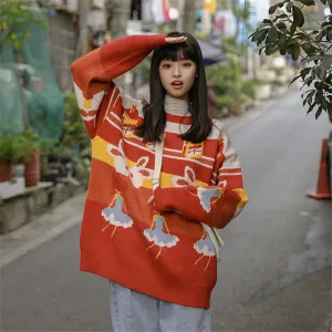 "CARTOON PRINT PULLOVER" SWEATER N111803
