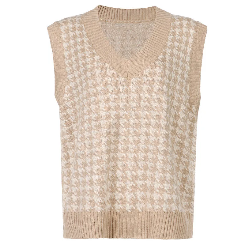 "FOUR COLOR HOUNDSTOOTH SWEATER" VEST N103003