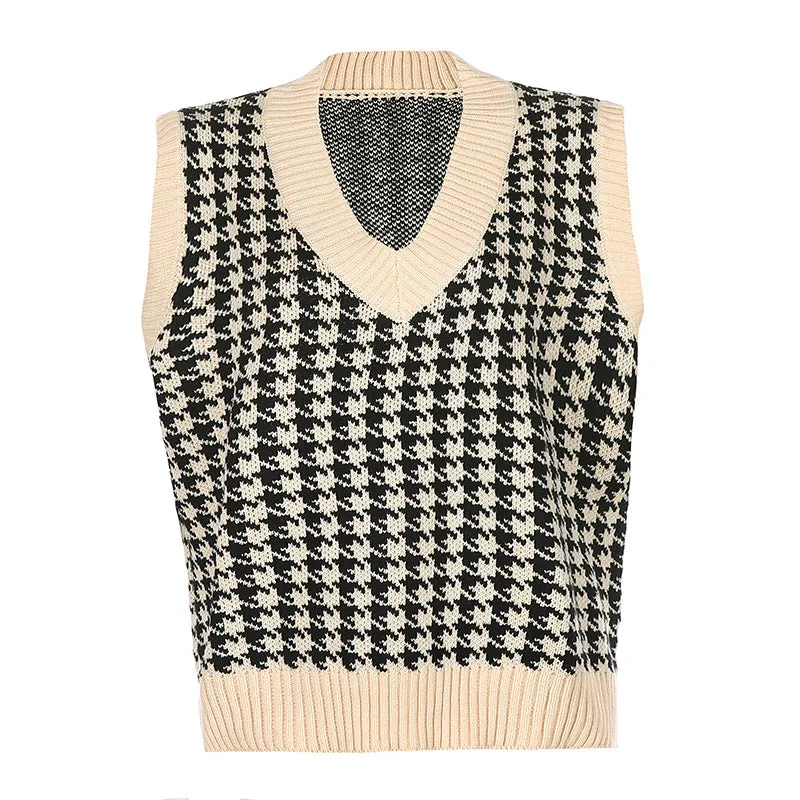 "FOUR COLOR HOUNDSTOOTH SWEATER" VEST N103003