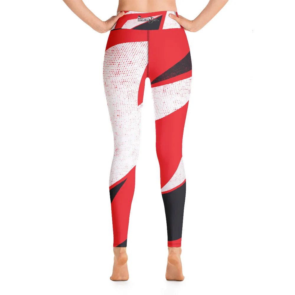 "Lynn Beauty-Face" Red-White Lightning Yoga / Workout Leggings