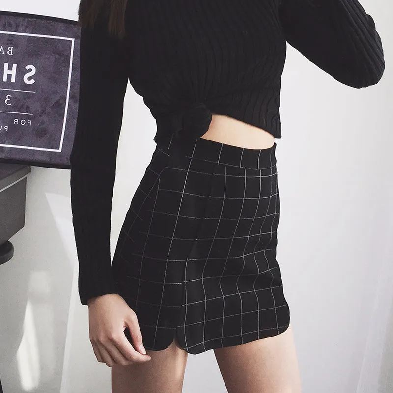 "STRETCH PLAID PETALS" SKIRT K052703