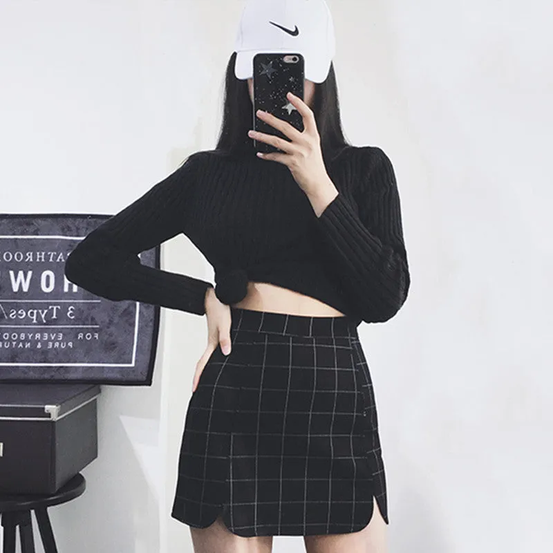 "STRETCH PLAID PETALS" SKIRT K052703