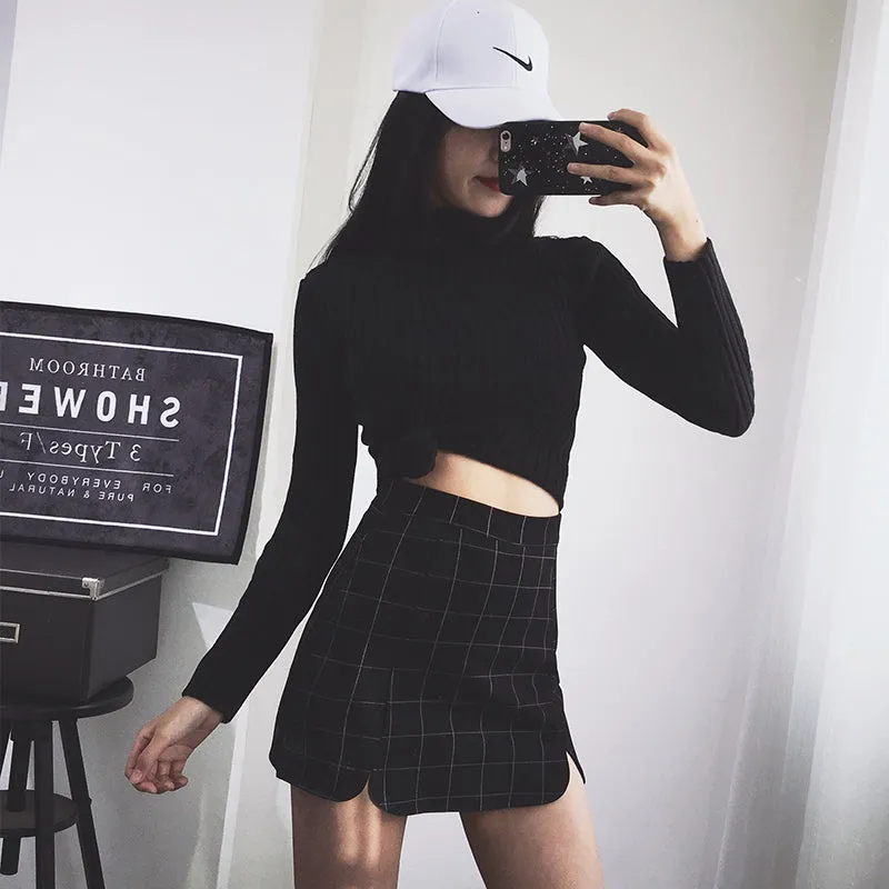 "STRETCH PLAID PETALS" SKIRT K052703