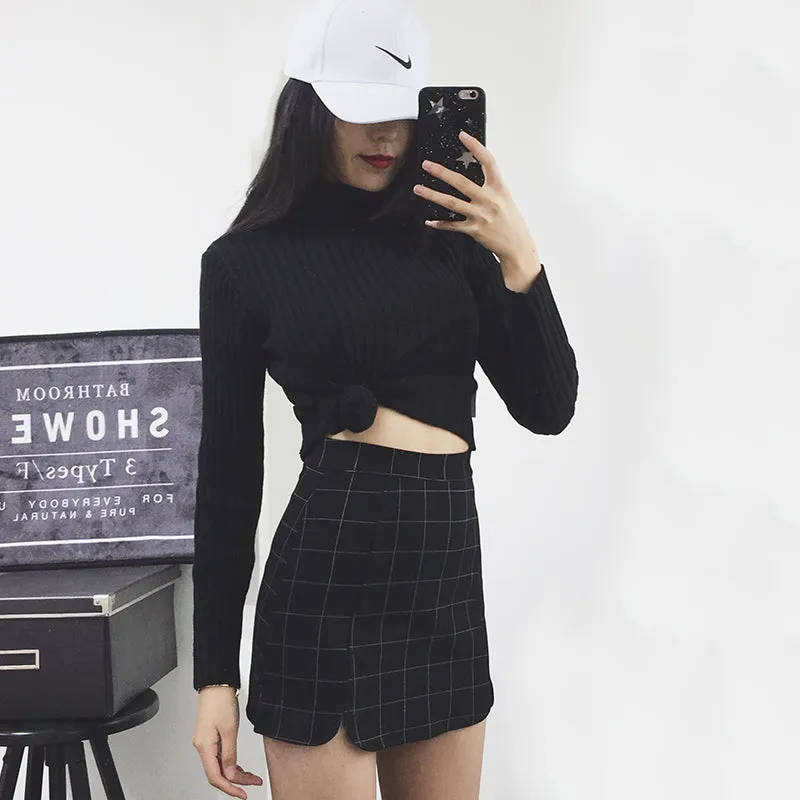 "STRETCH PLAID PETALS" SKIRT K052703