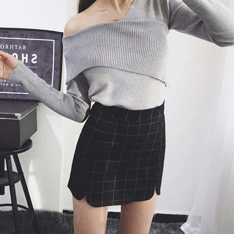 "STRETCH PLAID PETALS" SKIRT K052703
