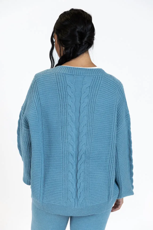 Real Karma Blue Cable Knit Cardigan FINAL SALE