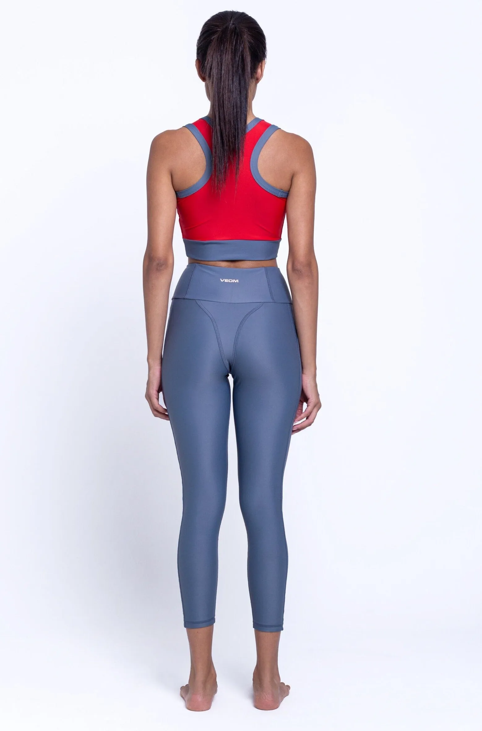 Red & Grey Performance Set - Leggings and Bra