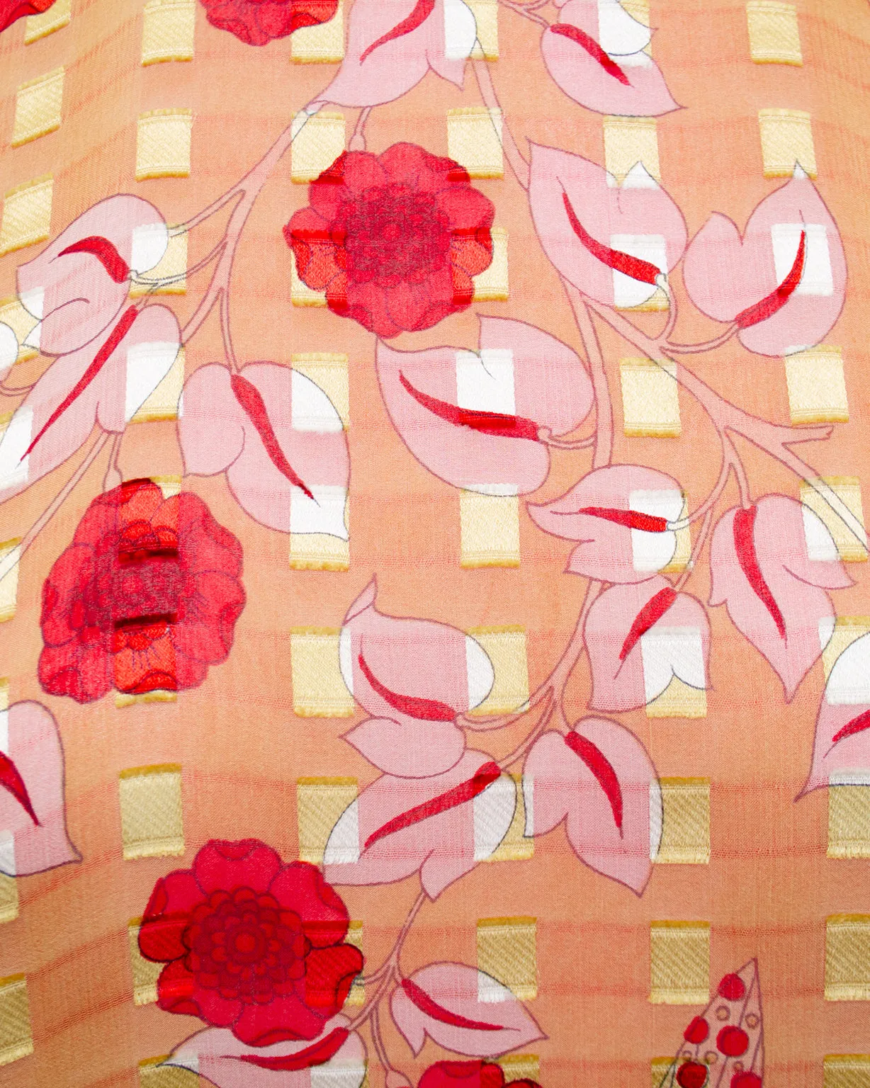 Red and Gold Print Silk Ensemble