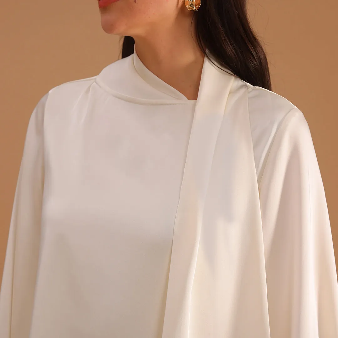 Relaxed-Fit Long-Sleeve Top in Ivory