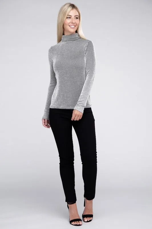 Ribbed Turtle Neck Top