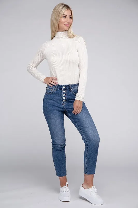 Ribbed Turtle Neck Top