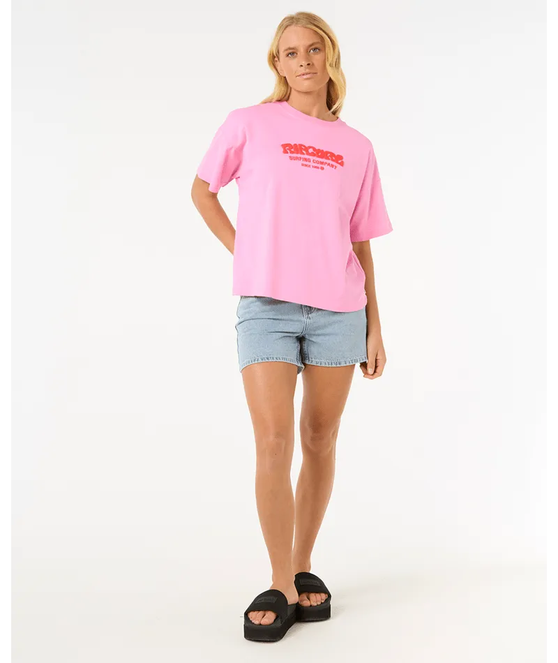 RIP CURL SURF PUFF RELAXED TEE - PINK