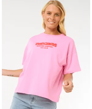 RIP CURL SURF PUFF RELAXED TEE - PINK