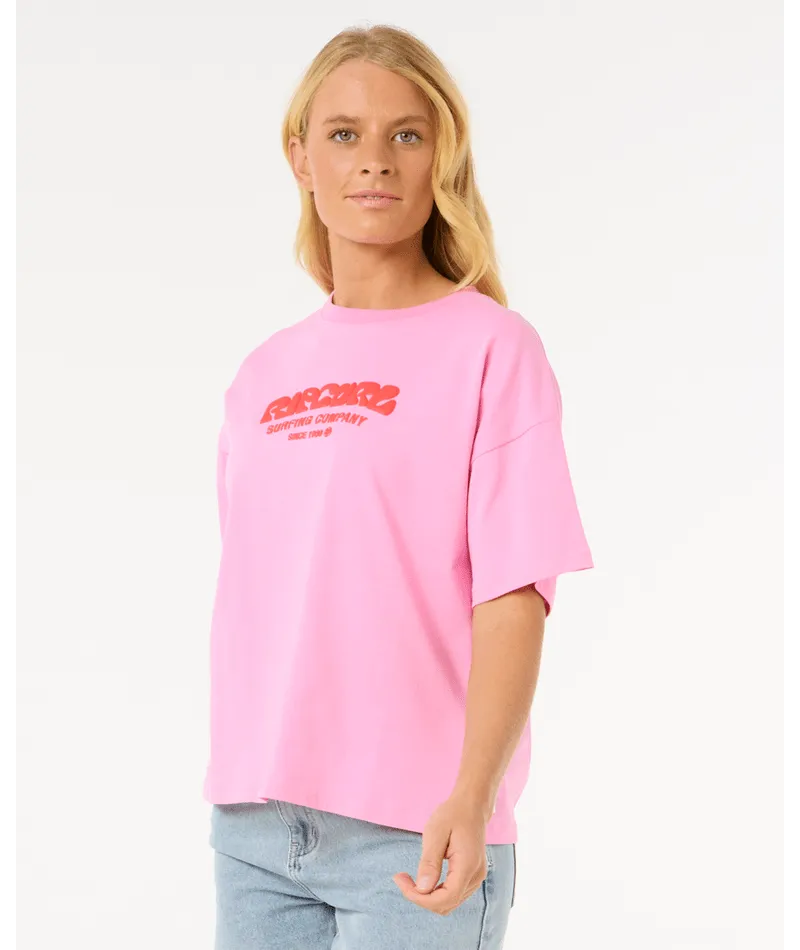 RIP CURL SURF PUFF RELAXED TEE - PINK
