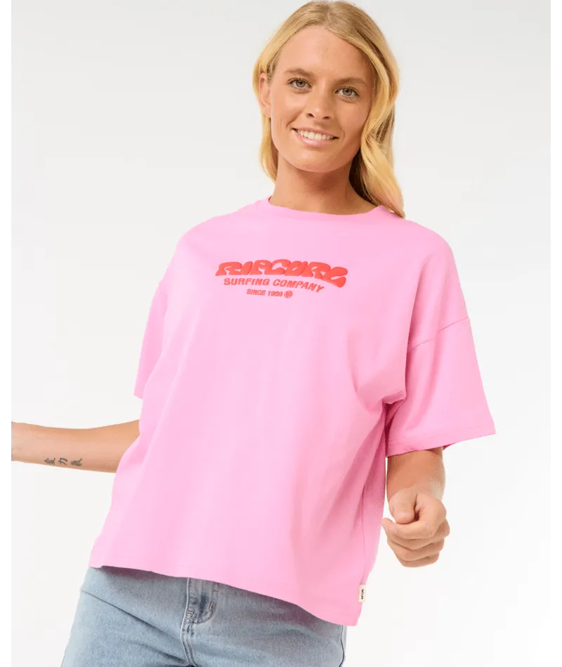 RIP CURL SURF PUFF RELAXED TEE - PINK