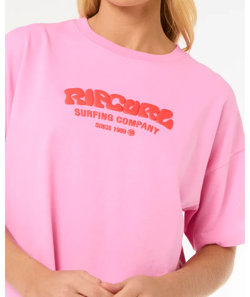 RIP CURL SURF PUFF RELAXED TEE - PINK