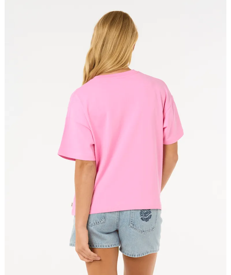 RIP CURL SURF PUFF RELAXED TEE - PINK