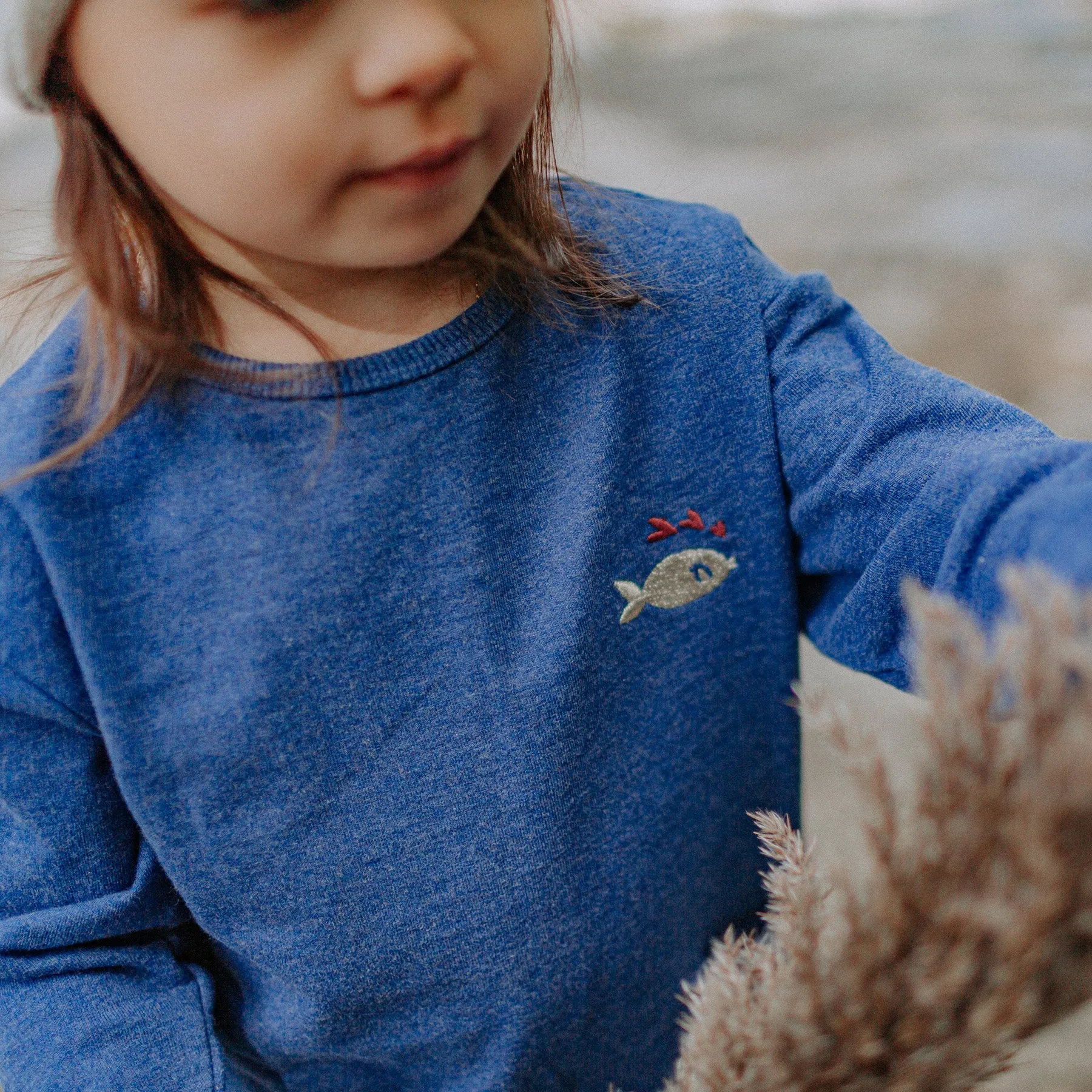 Robe tunique bleue en coton français, bébé || Blue tunic dress in French cotton, baby