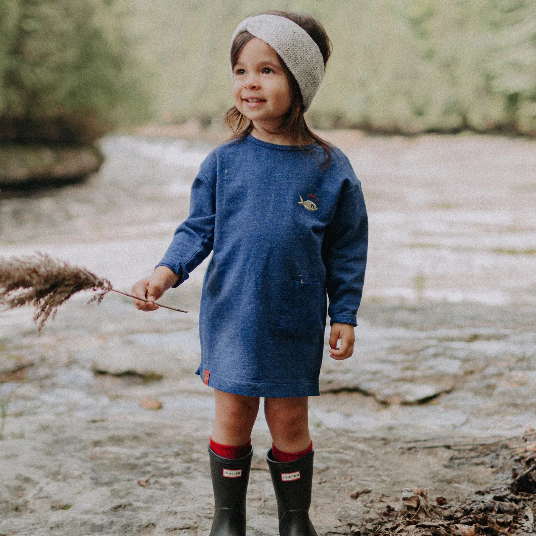 Robe tunique bleue en coton français, bébé || Blue tunic dress in French cotton, baby