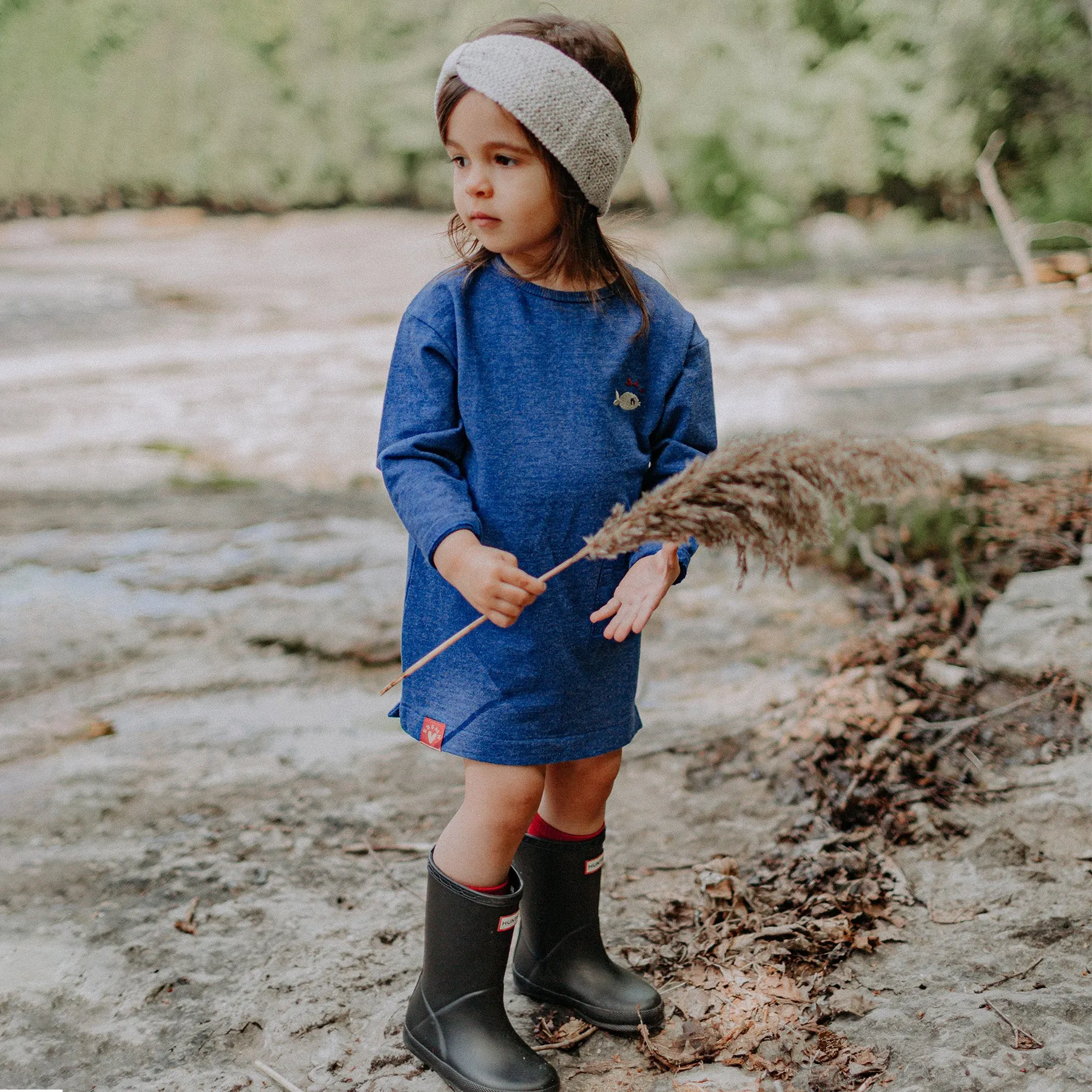 Robe tunique bleue en coton français, bébé || Blue tunic dress in French cotton, baby