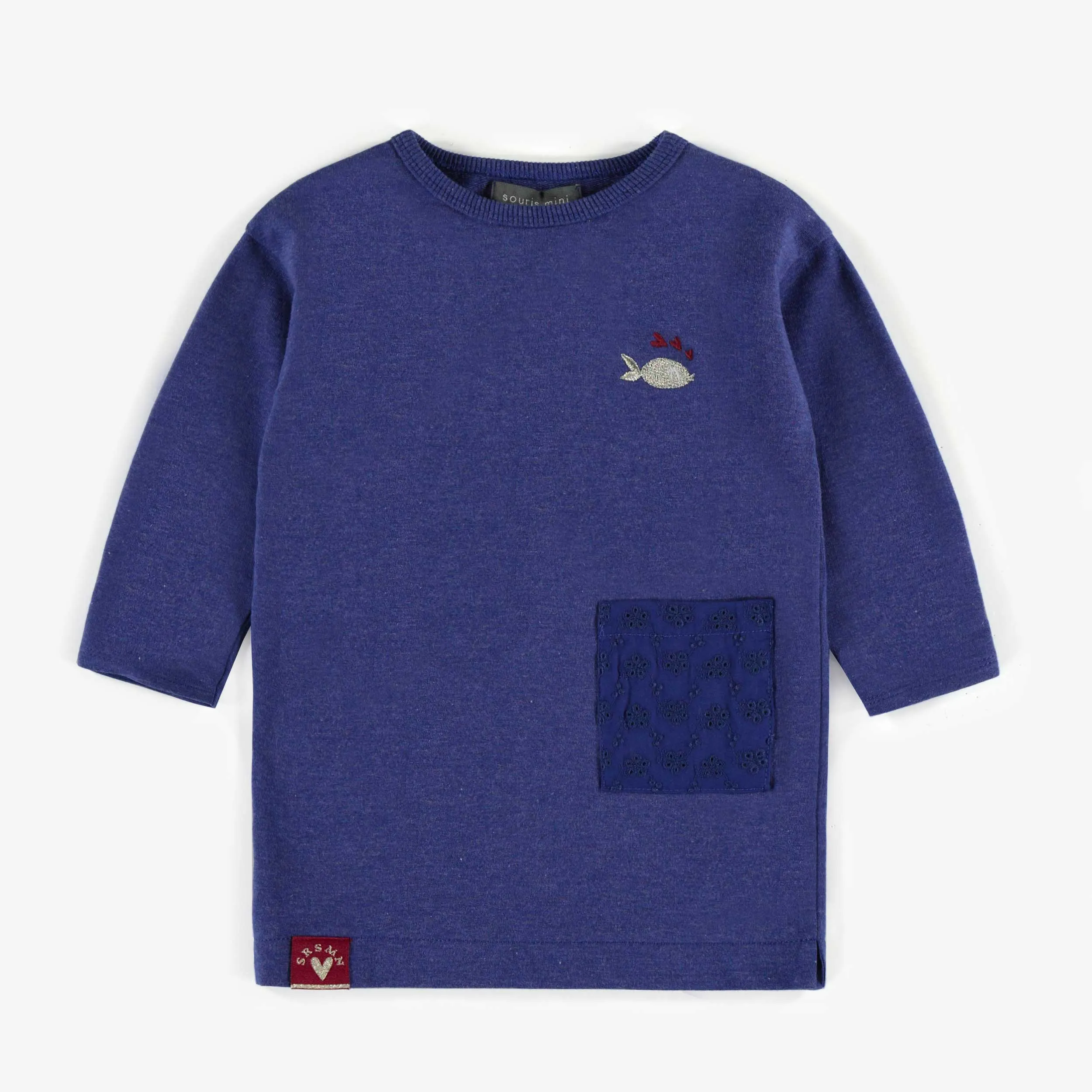 Robe tunique bleue en coton français, bébé || Blue tunic dress in French cotton, baby