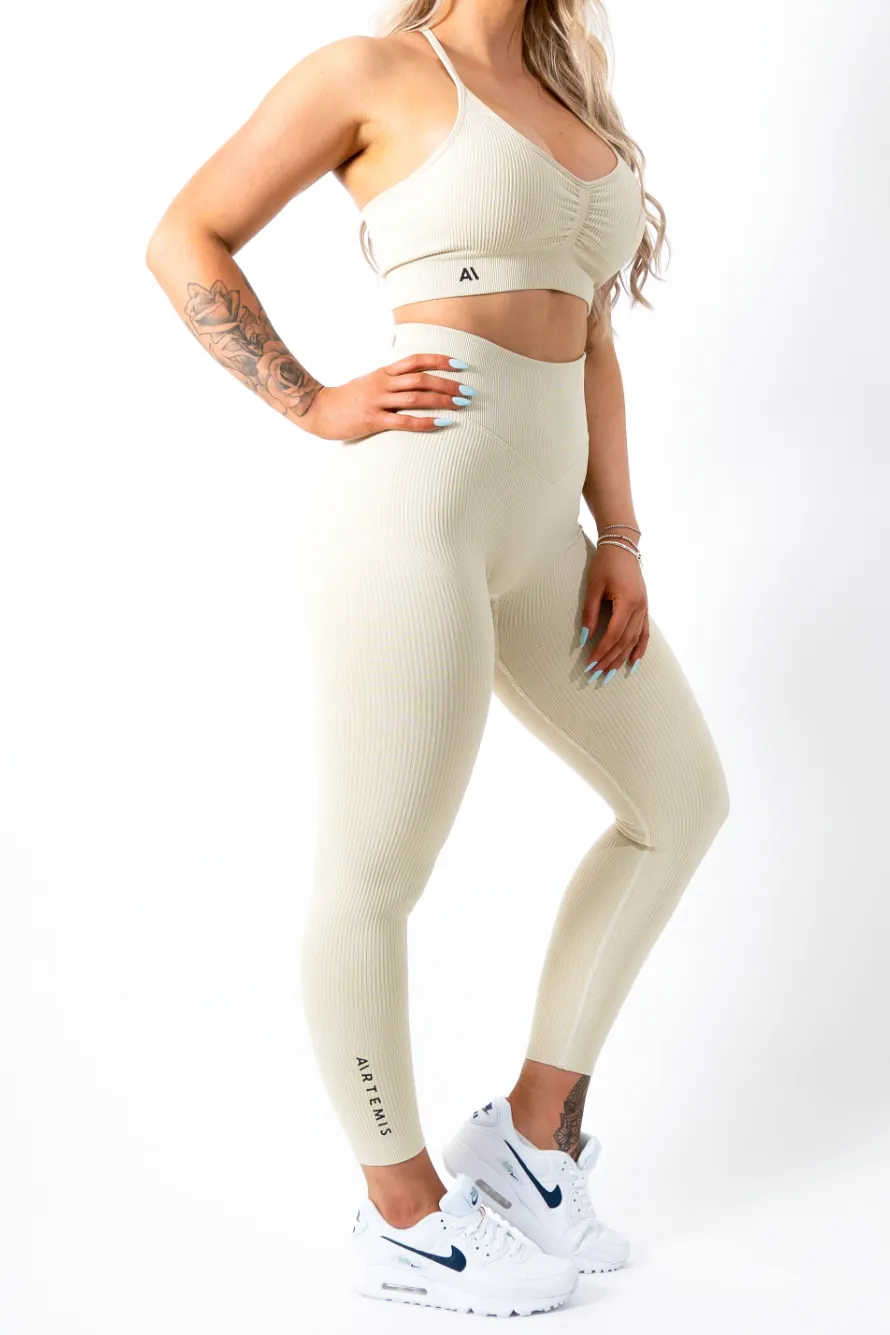 Ruby Rib Scrunchbum Leggings Cream
