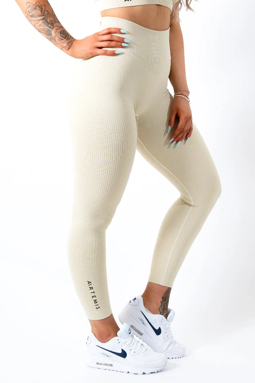 Ruby Rib Scrunchbum Leggings Cream