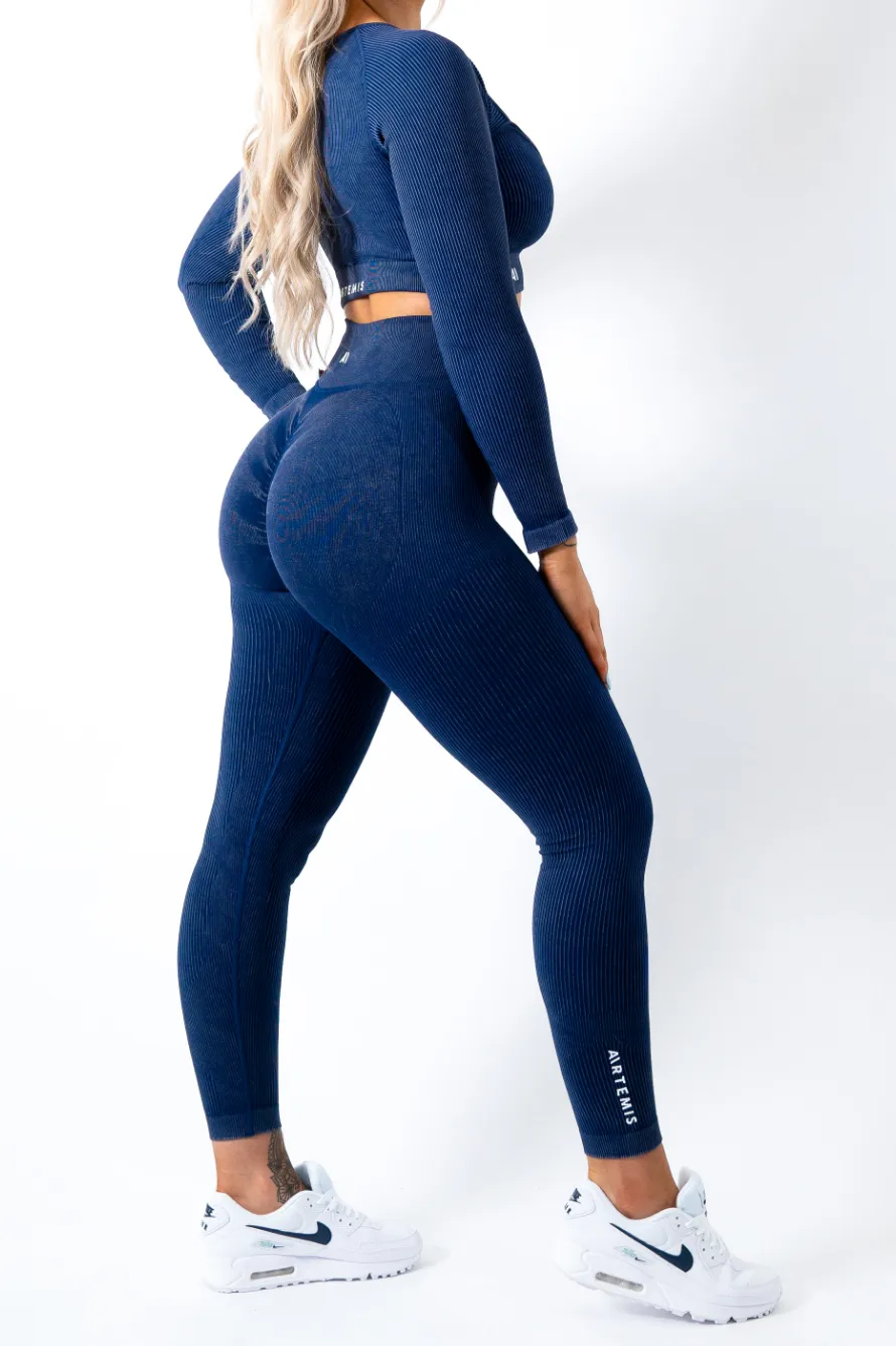 Ruby Rib Scrunchbum Leggings Navy