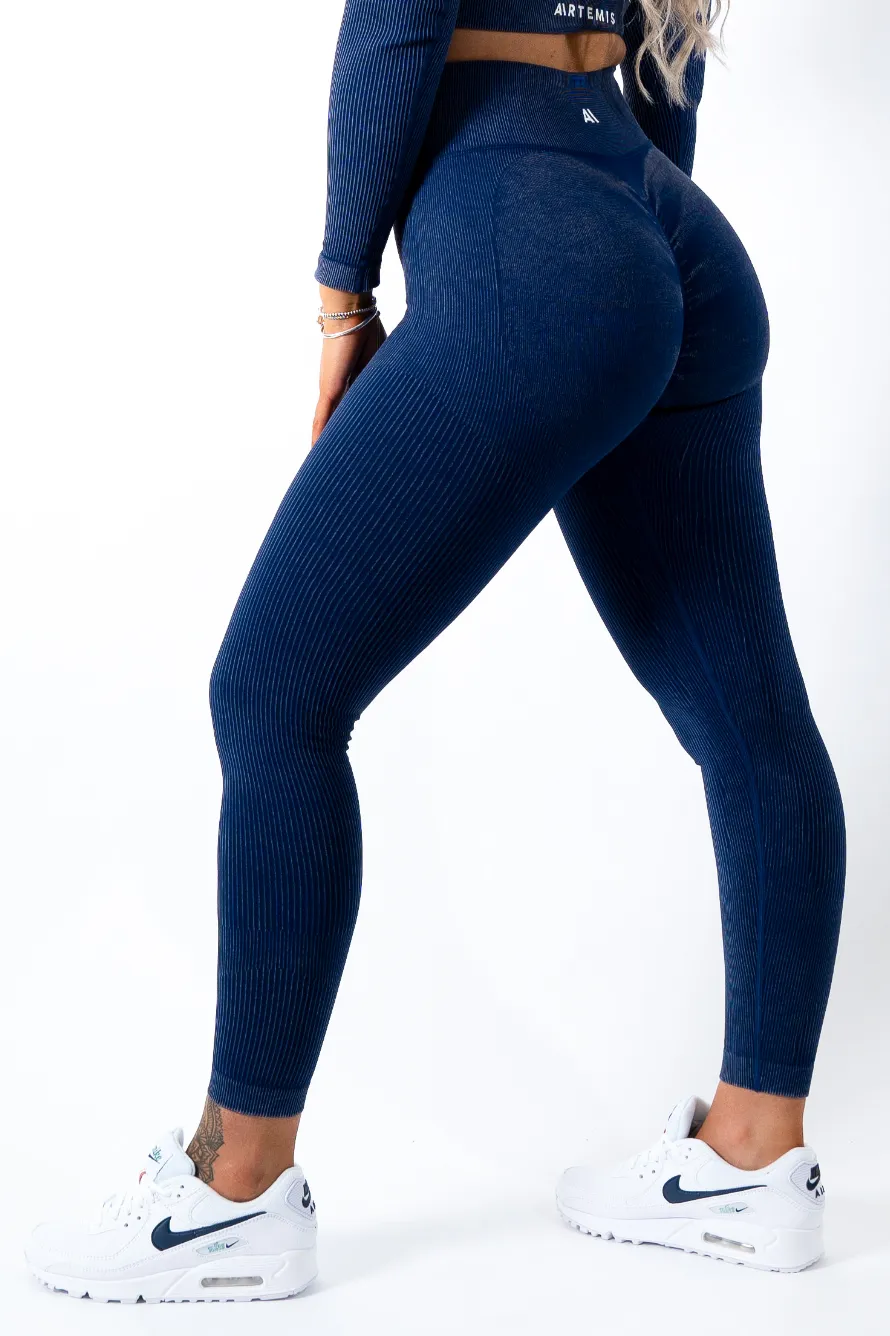 Ruby Rib Scrunchbum Leggings Navy