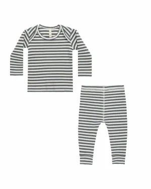 SALE - QUINCY MAE RIBBED TEE   LEGGING SET || INDIGO STRIPE