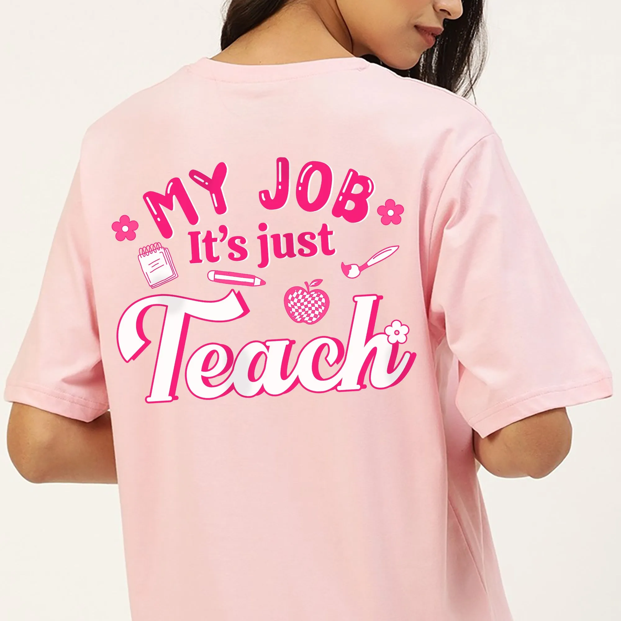 Sandjest Teacher Shirt, My Job It's Just Teach Shirt, My Job Is Teach Shirt, Retro Pink Teacher Shirt, Funny Teacher Shirt, Teacher Appreciation Gift