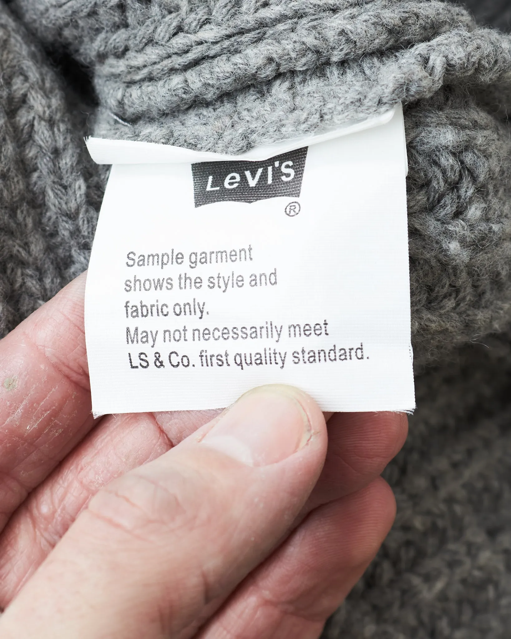 Second Hand Levi's Vintage Clothing LVC Cable Knit Shawl Collar Sweater Size M