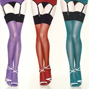 Sexy 30D Thigh High Stockings for Women - Multicolor Sheer Stay Up Vintage Stockings