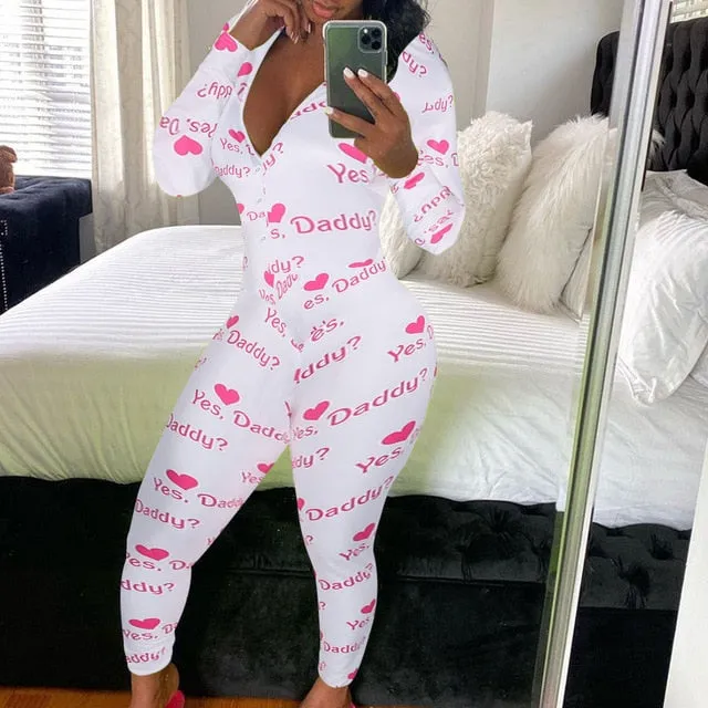 Sexy printing Home Onesies Jumpsuit Sleepwear pajamas