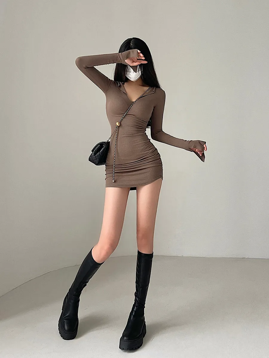 SEXY V-NECK SKINNY WRAP HIP SKIRT UB98028