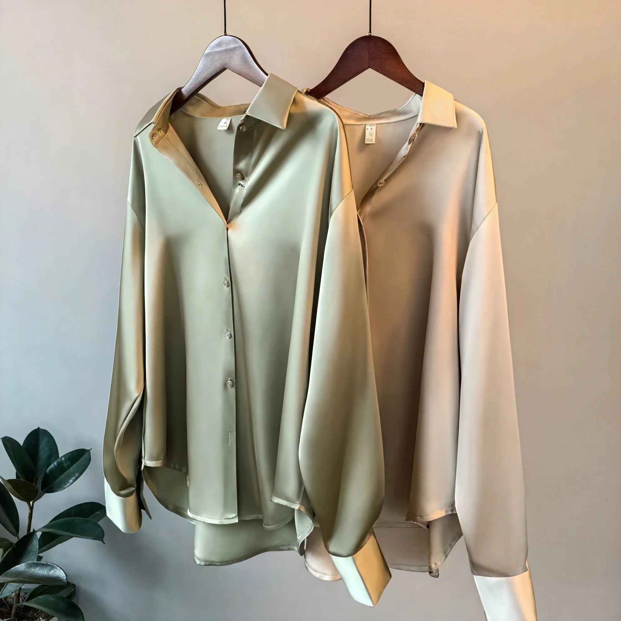Silky Button-Down Top with Classic Collar