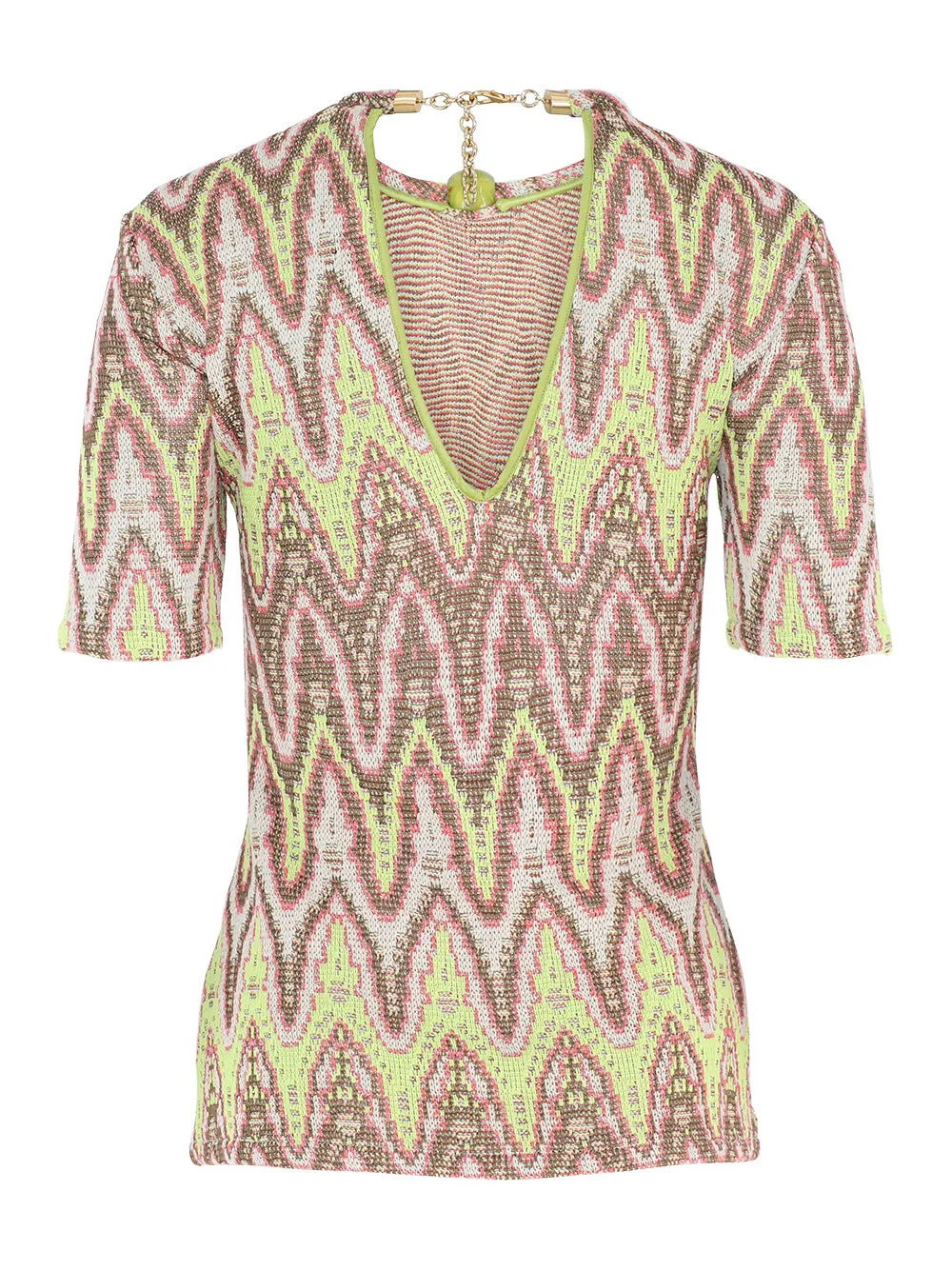 Silvia Tcherassi Varinia T-Shirt in Zigzag Neon