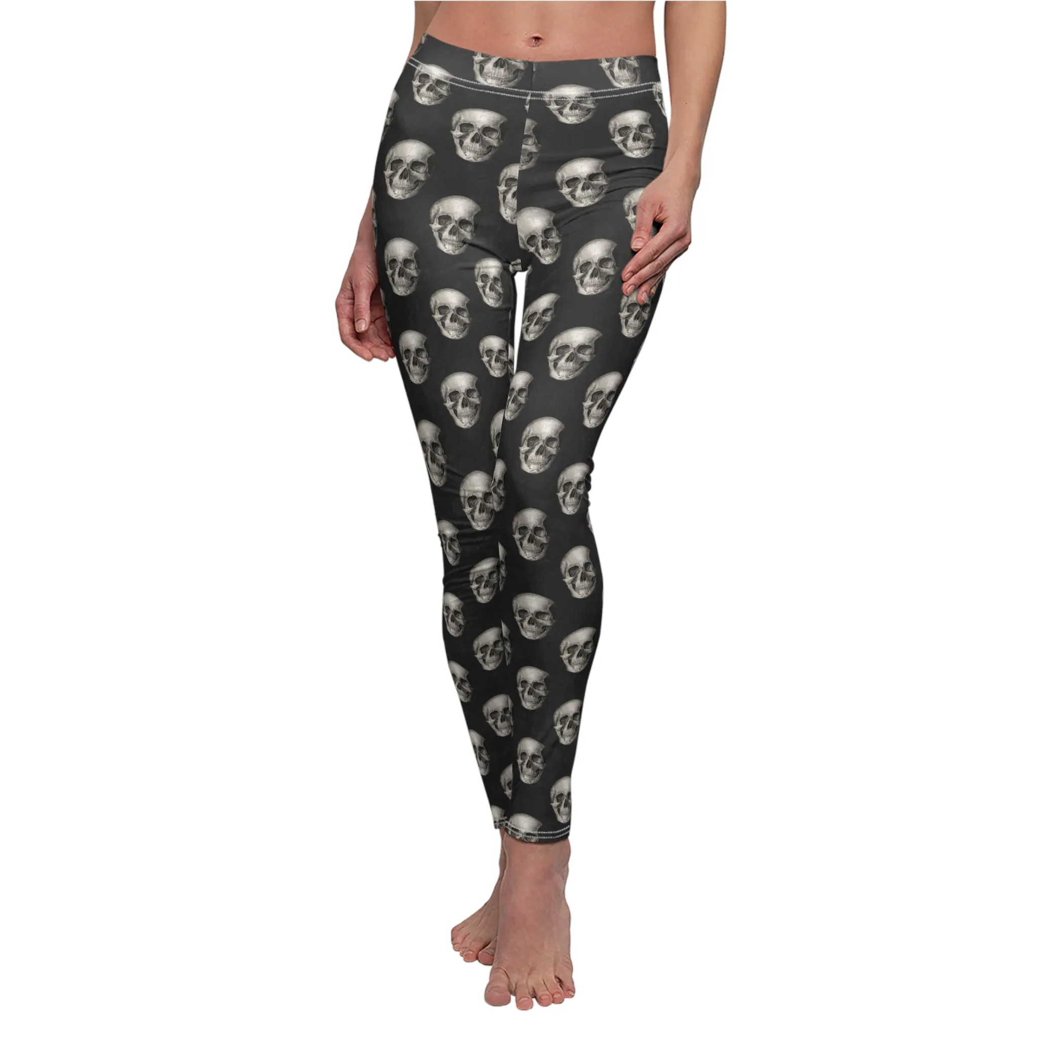 Skull Womens Halloween Leggings Goth Yoga Pants Stretch Pants - Saiko Studio