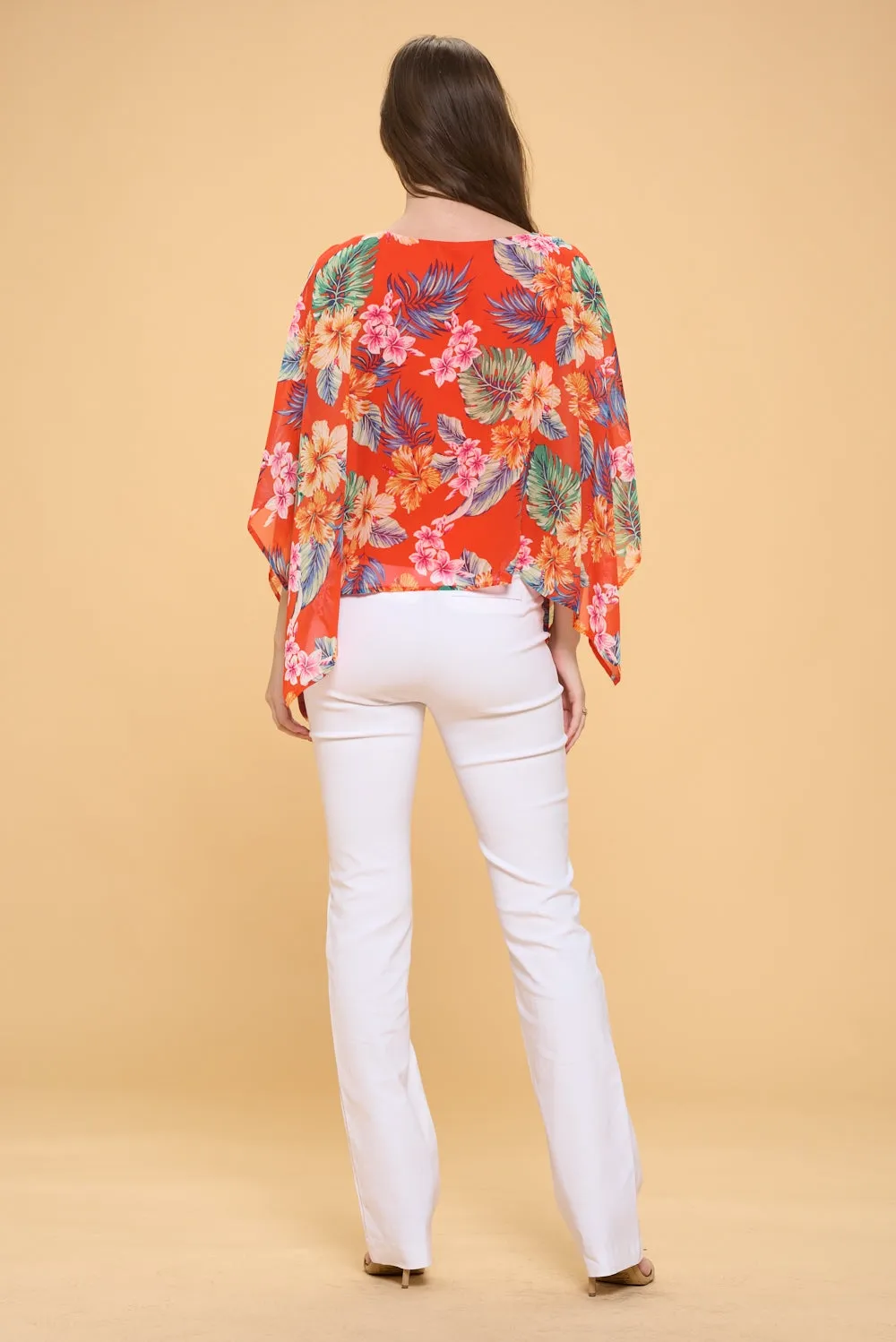 SLIT ANGEL SCOOP NECK OVERLAY BLOUSE