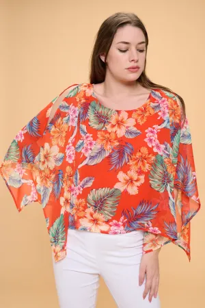 SLIT ANGEL SCOOP NECK OVERLAY BLOUSE