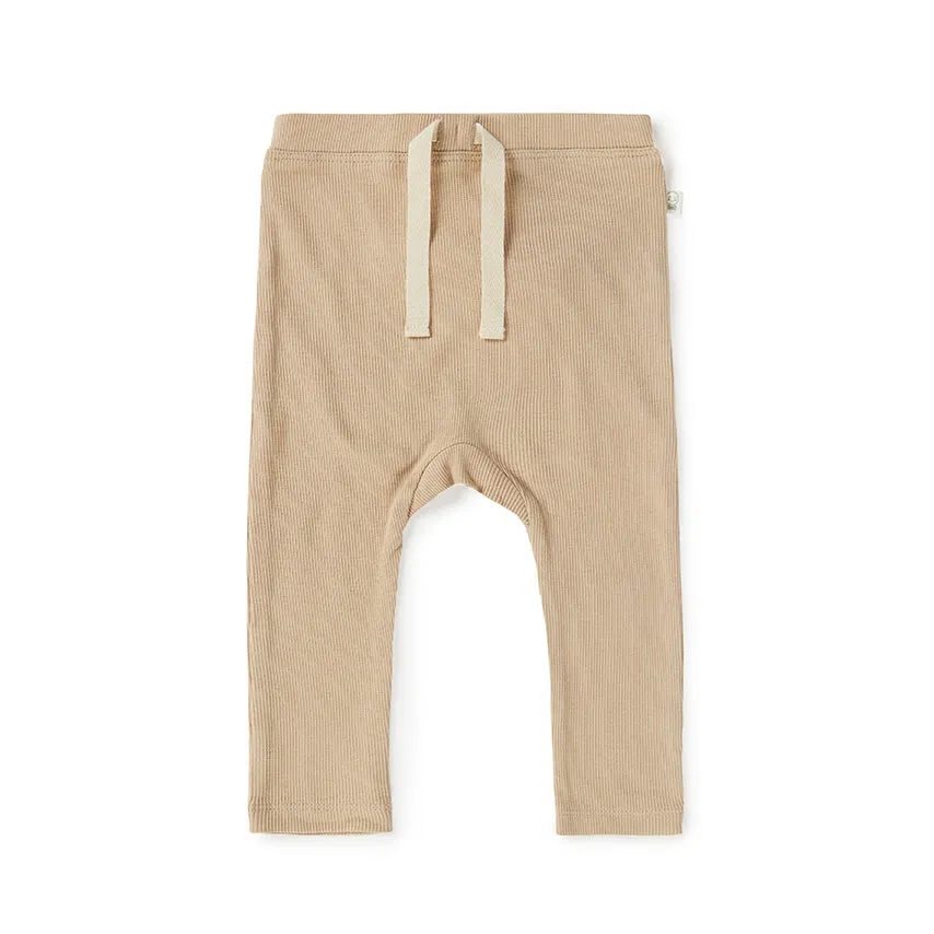 Snuggle Hunny Ribbed Organic Pants - Pebble